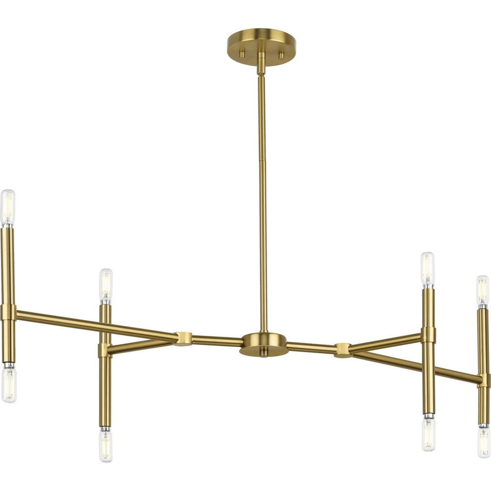 Progress Canada - Eight Light Linear Chandelier - Arya - Brushed Gold- Union Lighting Luminaires Decor