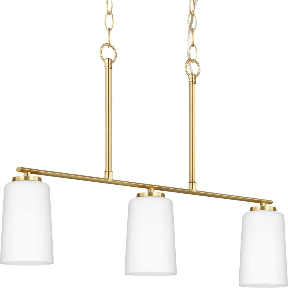 Progress Canada - Three Light Linear Chandelier - Adley - Satin Brass- Union Lighting Luminaires Decor