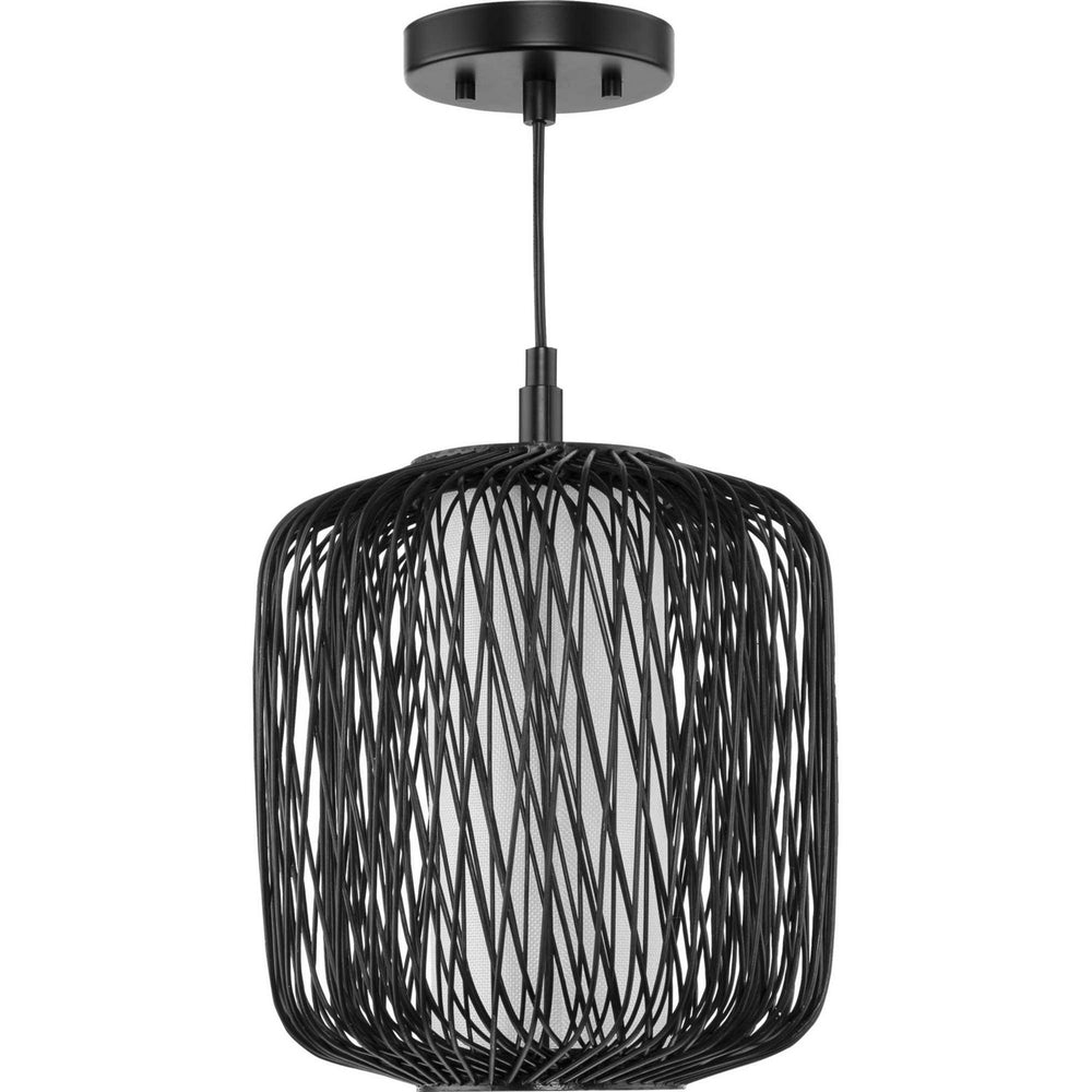 Progress Canada - One Light Mini Pendant - Cordova - Black Rattan- Union Lighting Luminaires Decor