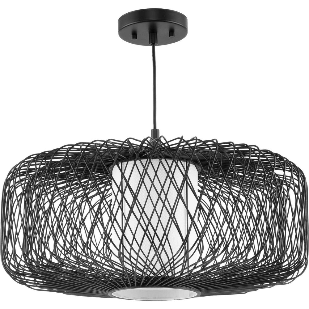 Progress Canada - One Light Pendant - Cordova - Black Rattan- Union Lighting Luminaires Decor