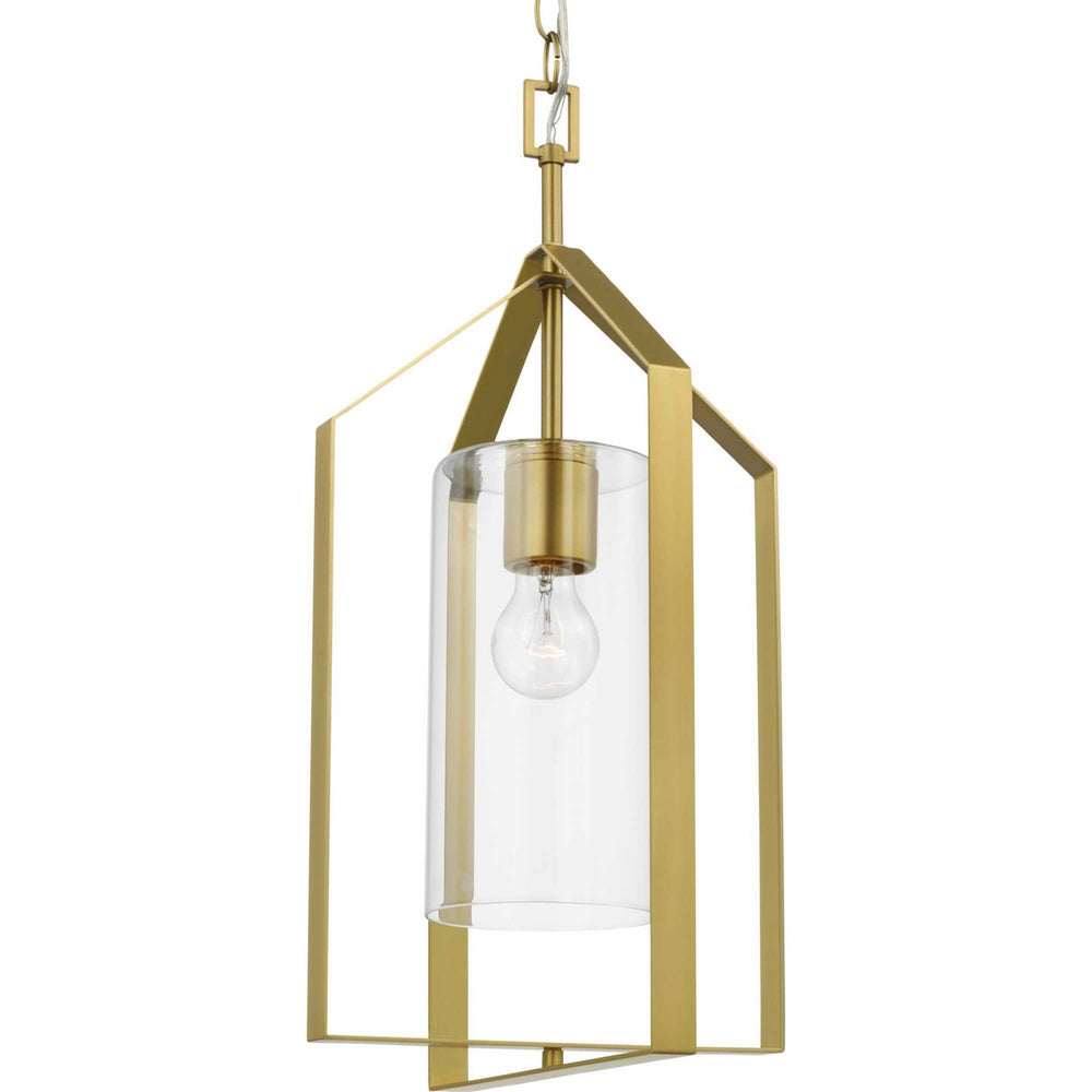 Progress Canada - One Light Foyer Pendant - Vertex - Brushed Gold- Union Lighting Luminaires Decor