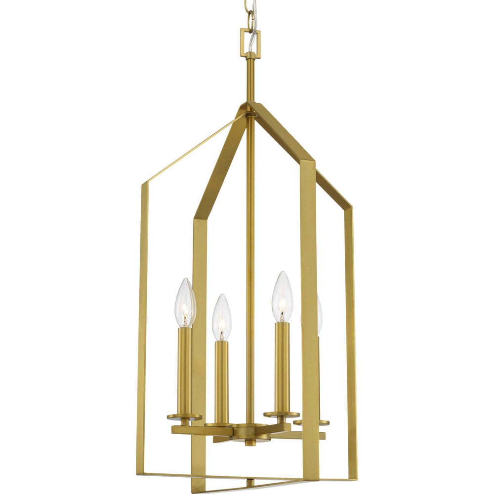 Progress Canada - Four Light Foyer Pendant - Vertex - Brushed Gold- Union Lighting Luminaires Decor