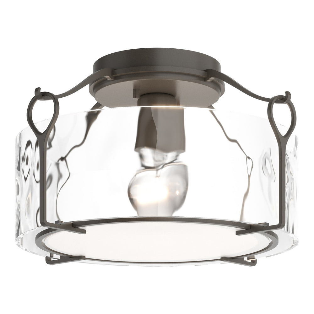 Hubbardton Forge - One Light Semi-Flush Mount - Bow - Dark Smoke- Union Lighting Luminaires Decor