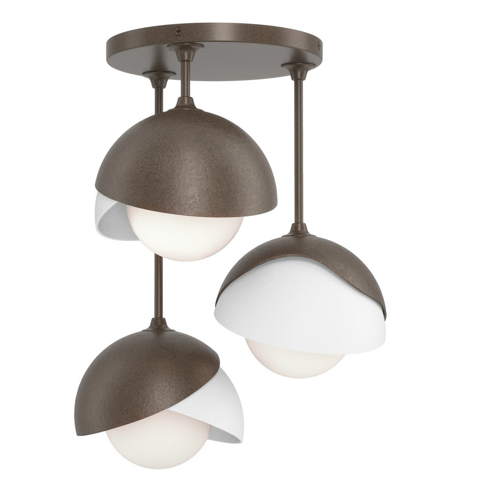 Hubbardton Forge - Three Light Semi-Flush Mount - Brooklyn - Bronze- Union Lighting Luminaires Decor