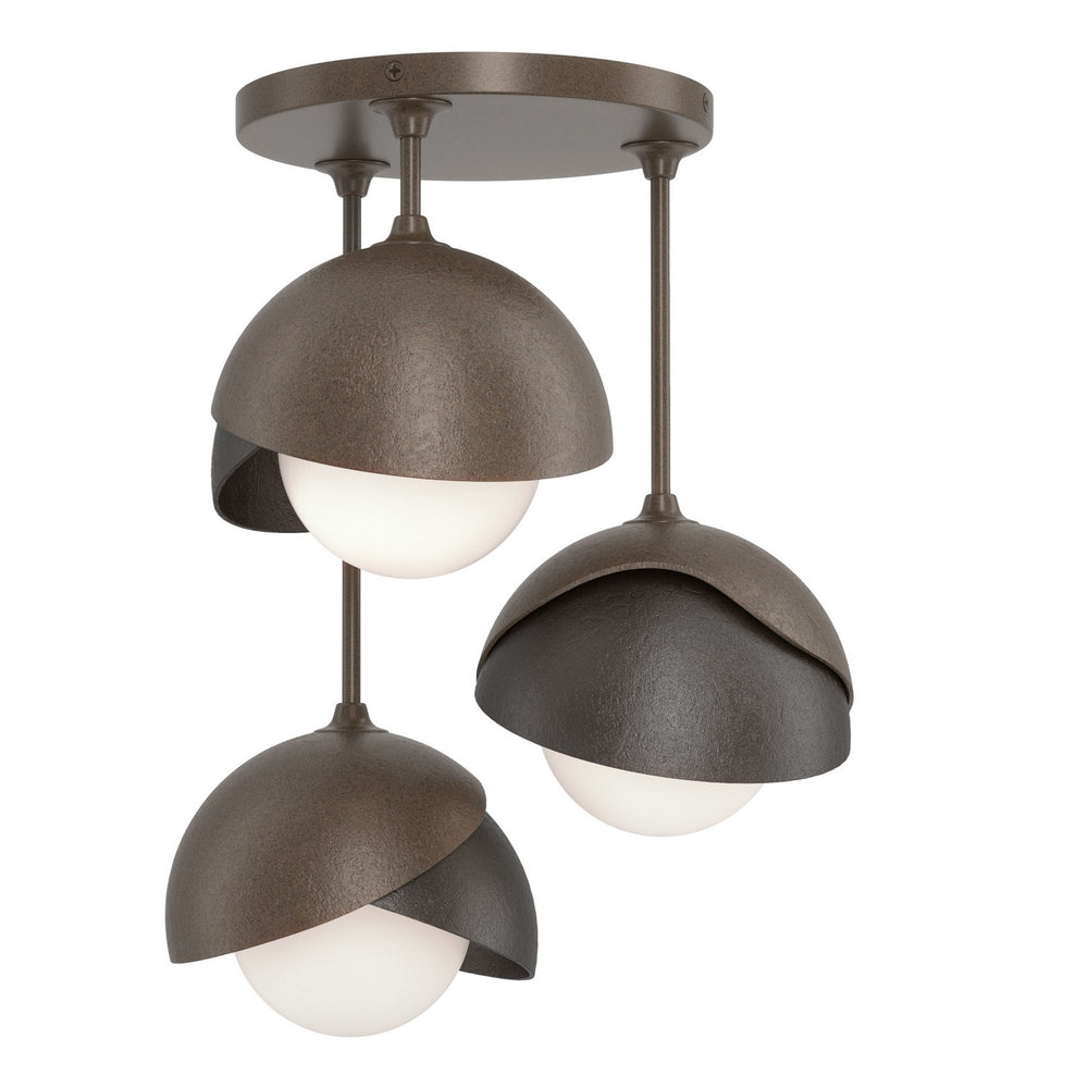 Hubbardton Forge - Three Light Semi-Flush Mount - Brooklyn - Bronze- Union Lighting Luminaires Decor