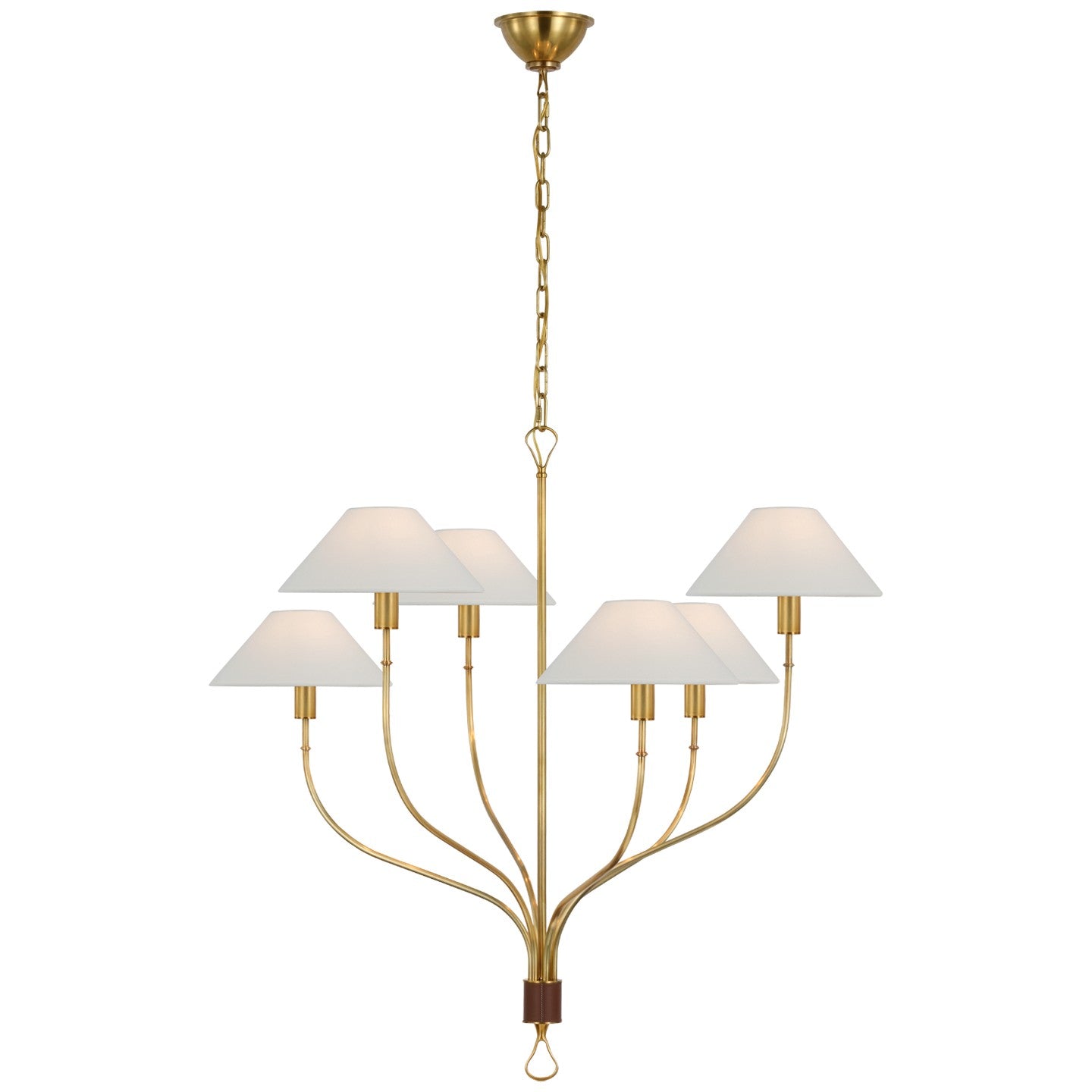 Visual Comfort Signature Canada - LED Chandelier - Griffin - Hand-Rubbed Antique Brass and Saddle Leather- Union Lighting Luminaires Decor