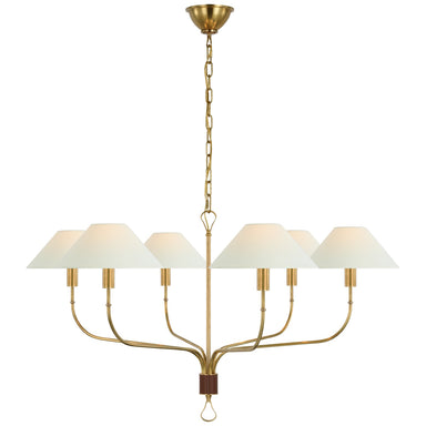 Visual Comfort Signature Canada - LED Chandelier - Griffin - Hand-Rubbed Antique Brass and Saddle Leather- Union Lighting Luminaires Decor