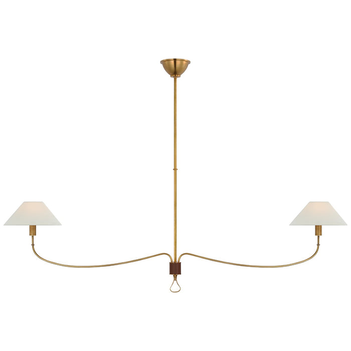 Visual Comfort Signature Canada - LED Chandelier - Griffin - Hand-Rubbed Antique Brass and Saddle Leather- Union Lighting Luminaires Decor