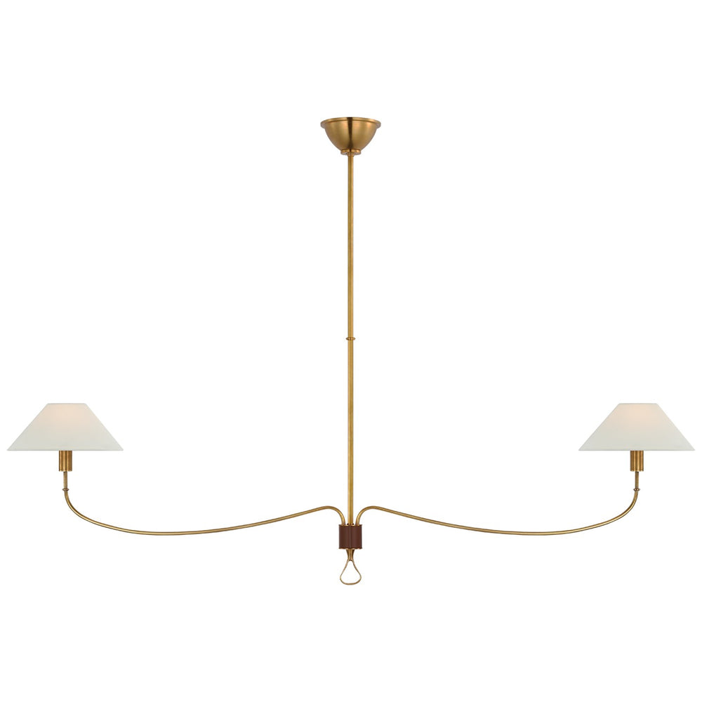 Visual Comfort Signature Canada - LED Chandelier - Griffin - Hand-Rubbed Antique Brass and Saddle Leather- Union Lighting Luminaires Decor