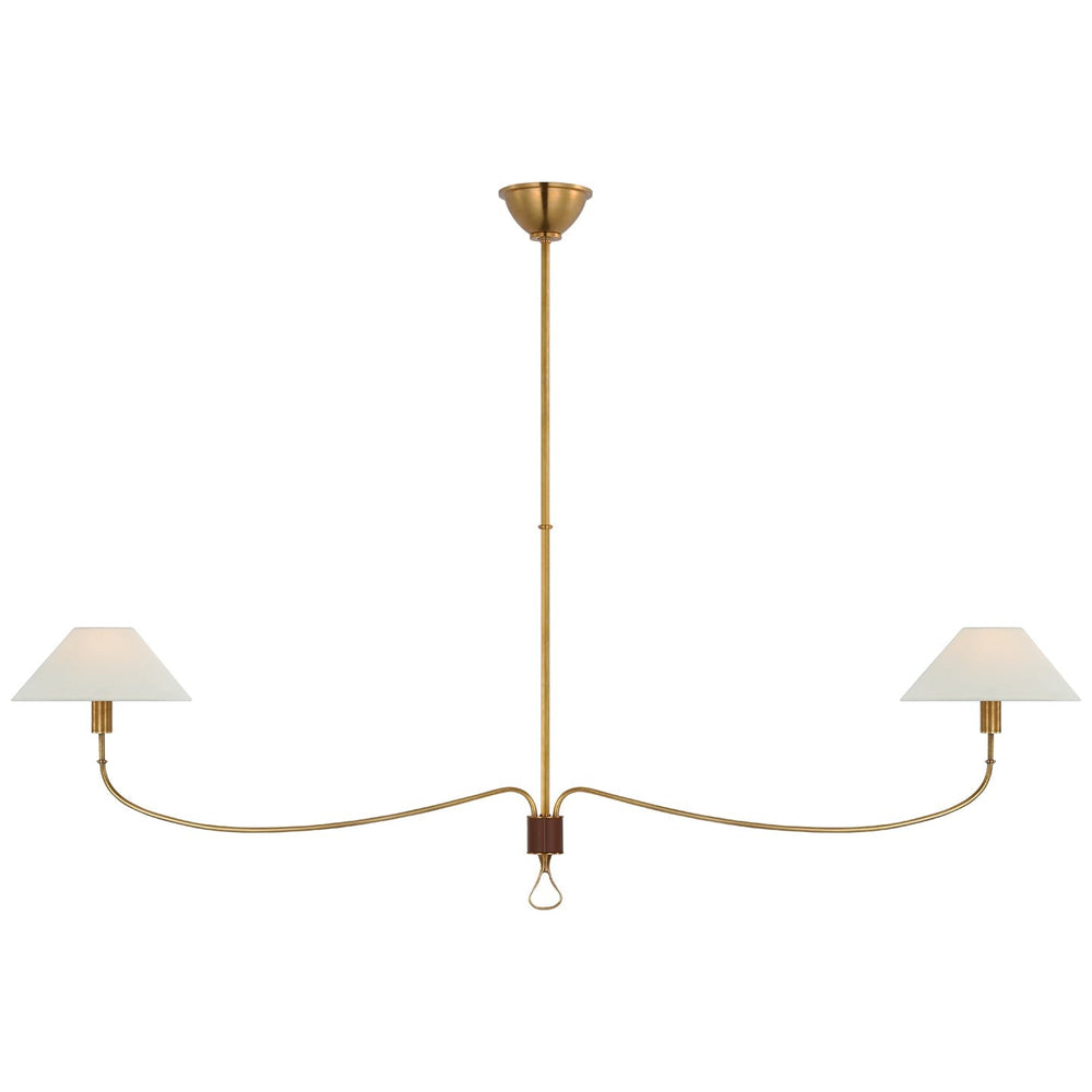 Visual Comfort Signature Canada - LED Chandelier - Griffin - Hand-Rubbed Antique Brass and Saddle Leather- Union Lighting Luminaires Decor
