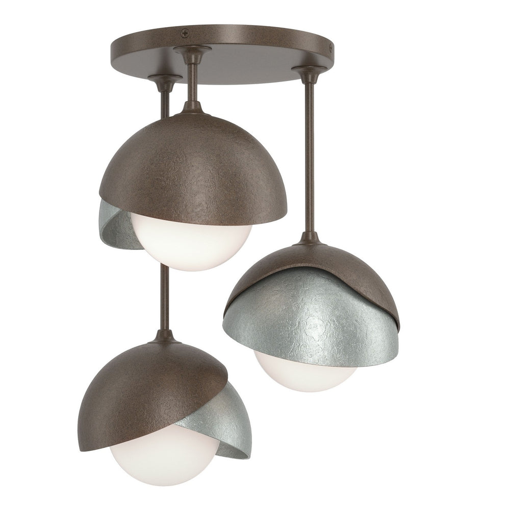 Hubbardton Forge - Three Light Semi-Flush Mount - Brooklyn - Bronze- Union Lighting Luminaires Decor