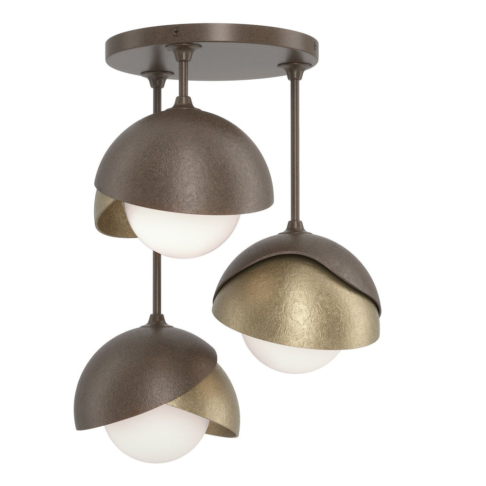 Hubbardton Forge - Three Light Semi-Flush Mount - Brooklyn - Bronze- Union Lighting Luminaires Decor