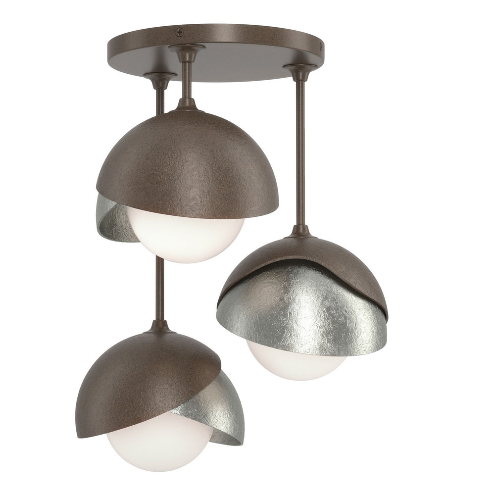 Hubbardton Forge - Three Light Semi-Flush Mount - Brooklyn - Bronze- Union Lighting Luminaires Decor