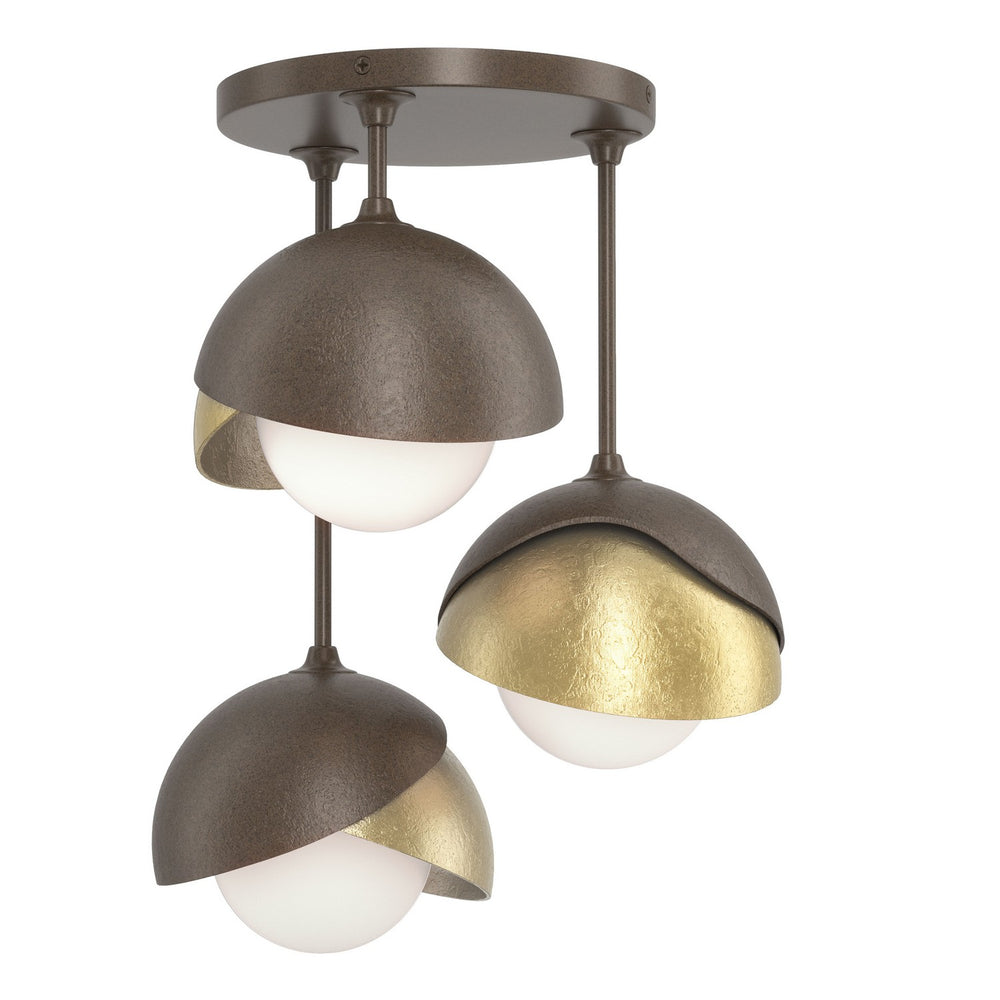 Hubbardton Forge - Three Light Semi-Flush Mount - Brooklyn - Bronze- Union Lighting Luminaires Decor