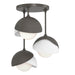 Hubbardton Forge - Three Light Semi-Flush Mount - Brooklyn - Dark Smoke- Union Lighting Luminaires Decor