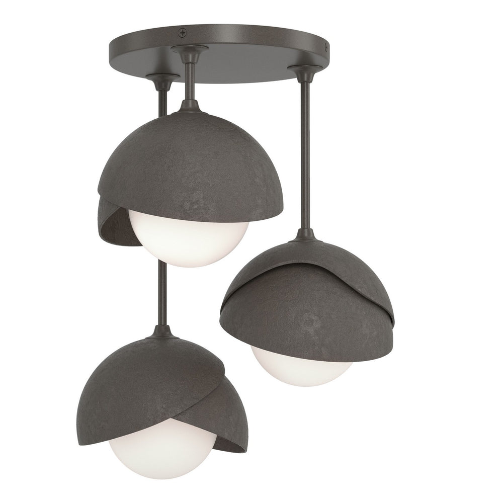 Hubbardton Forge - Three Light Semi-Flush Mount - Brooklyn - Dark Smoke- Union Lighting Luminaires Decor