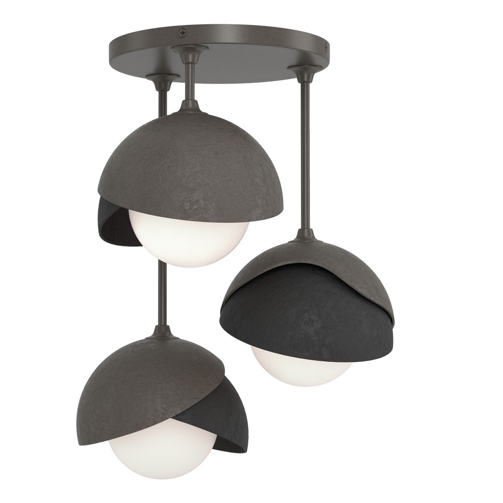 Hubbardton Forge - Three Light Semi-Flush Mount - Brooklyn - Dark Smoke- Union Lighting Luminaires Decor
