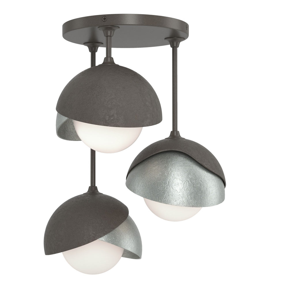 Hubbardton Forge - Three Light Semi-Flush Mount - Brooklyn - Dark Smoke- Union Lighting Luminaires Decor