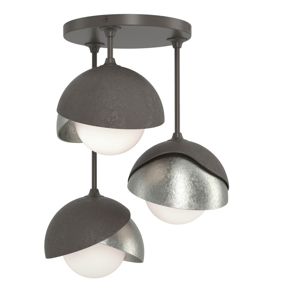Hubbardton Forge - Three Light Semi-Flush Mount - Brooklyn - Dark Smoke- Union Lighting Luminaires Decor