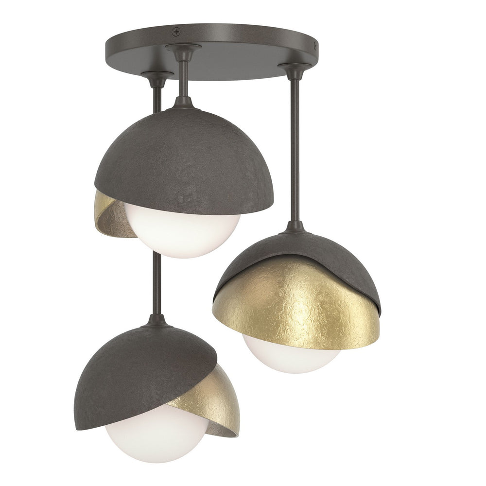 Hubbardton Forge - Three Light Semi-Flush Mount - Brooklyn - Dark Smoke- Union Lighting Luminaires Decor