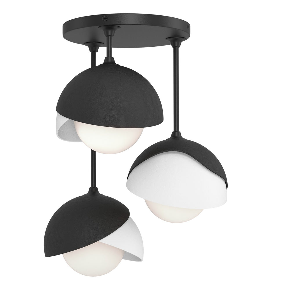Hubbardton Forge - Three Light Semi-Flush Mount - Brooklyn - Black- Union Lighting Luminaires Decor