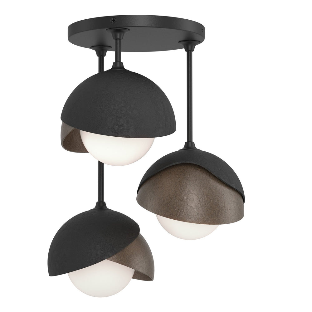 Hubbardton Forge - Three Light Semi-Flush Mount - Brooklyn - Black- Union Lighting Luminaires Decor