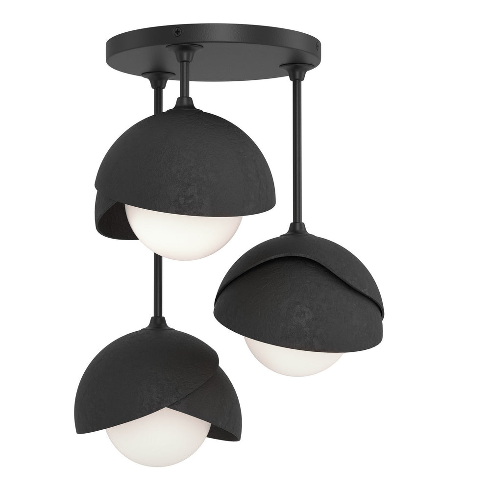 Hubbardton Forge - Three Light Semi-Flush Mount - Brooklyn - Black- Union Lighting Luminaires Decor