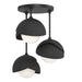 Hubbardton Forge - Three Light Semi-Flush Mount - Brooklyn - Black- Union Lighting Luminaires Decor