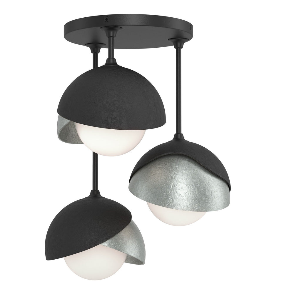 Hubbardton Forge - Three Light Semi-Flush Mount - Brooklyn - Black- Union Lighting Luminaires Decor