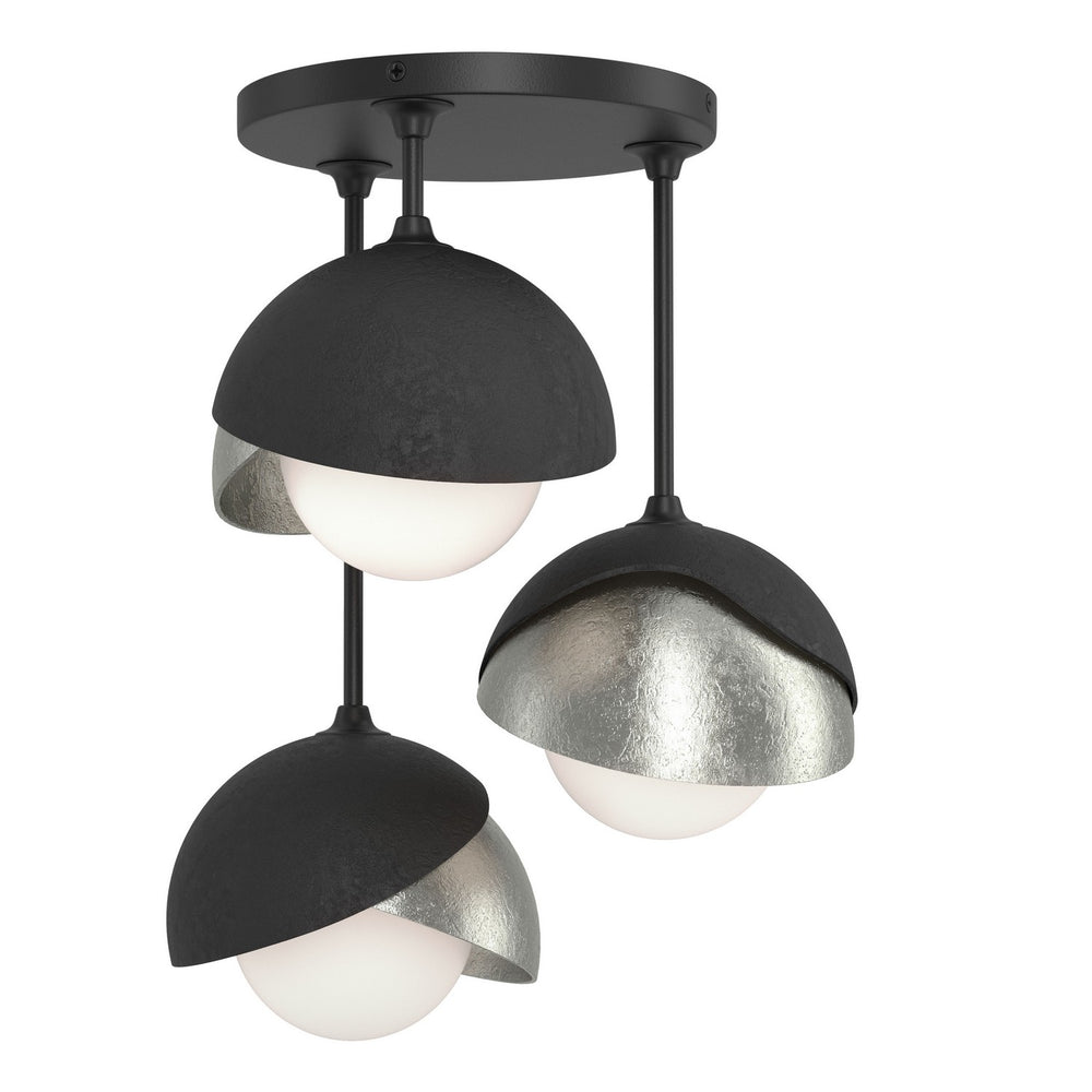 Hubbardton Forge - Three Light Semi-Flush Mount - Brooklyn - Black- Union Lighting Luminaires Decor