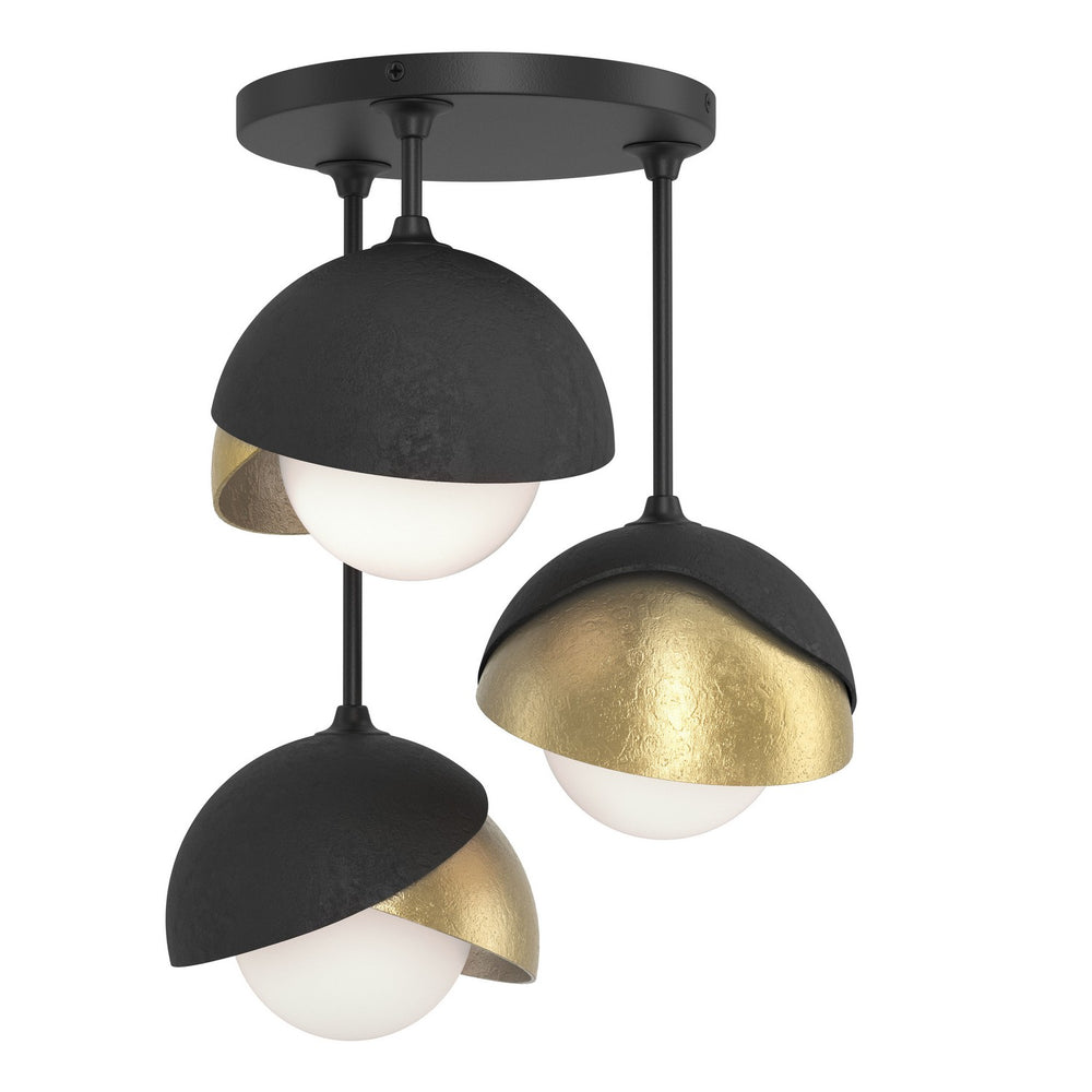 Hubbardton Forge - Three Light Semi-Flush Mount - Brooklyn - Black- Union Lighting Luminaires Decor