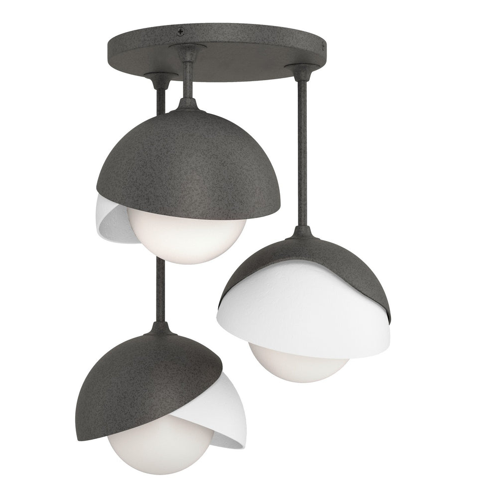 Hubbardton Forge - Three Light Semi-Flush Mount - Brooklyn - Natural Iron- Union Lighting Luminaires Decor