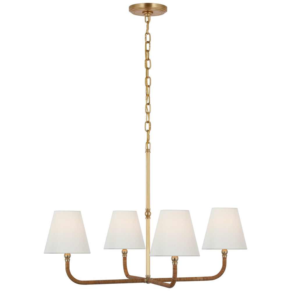 Visual Comfort Signature Canada - LED Chandelier - Basden - Antique-Burnished Brass and Natural Rattan- Union Lighting Luminaires Decor