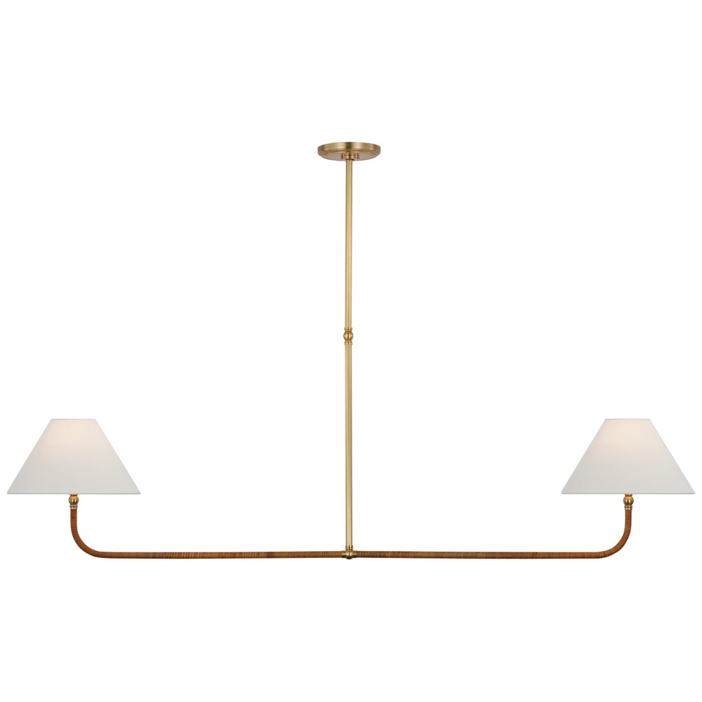 Visual Comfort Signature Canada - LED Linear Chandelier - Basden - Antique-Burnished Brass and Natural Rattan- Union Lighting Luminaires Decor