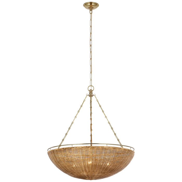 Visual Comfort Signature Canada - LED Chandelier - Clovis - Antique-Burnished Brass and Natural Wicker- Union Lighting Luminaires Decor