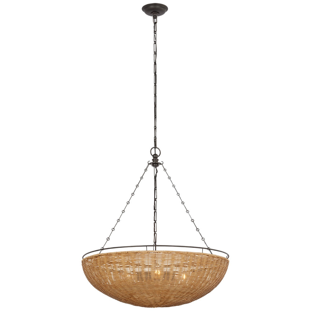 Visual Comfort Signature Canada - LED Chandelier - Clovis - Aged Iron and Natural Wicker- Union Lighting Luminaires Decor