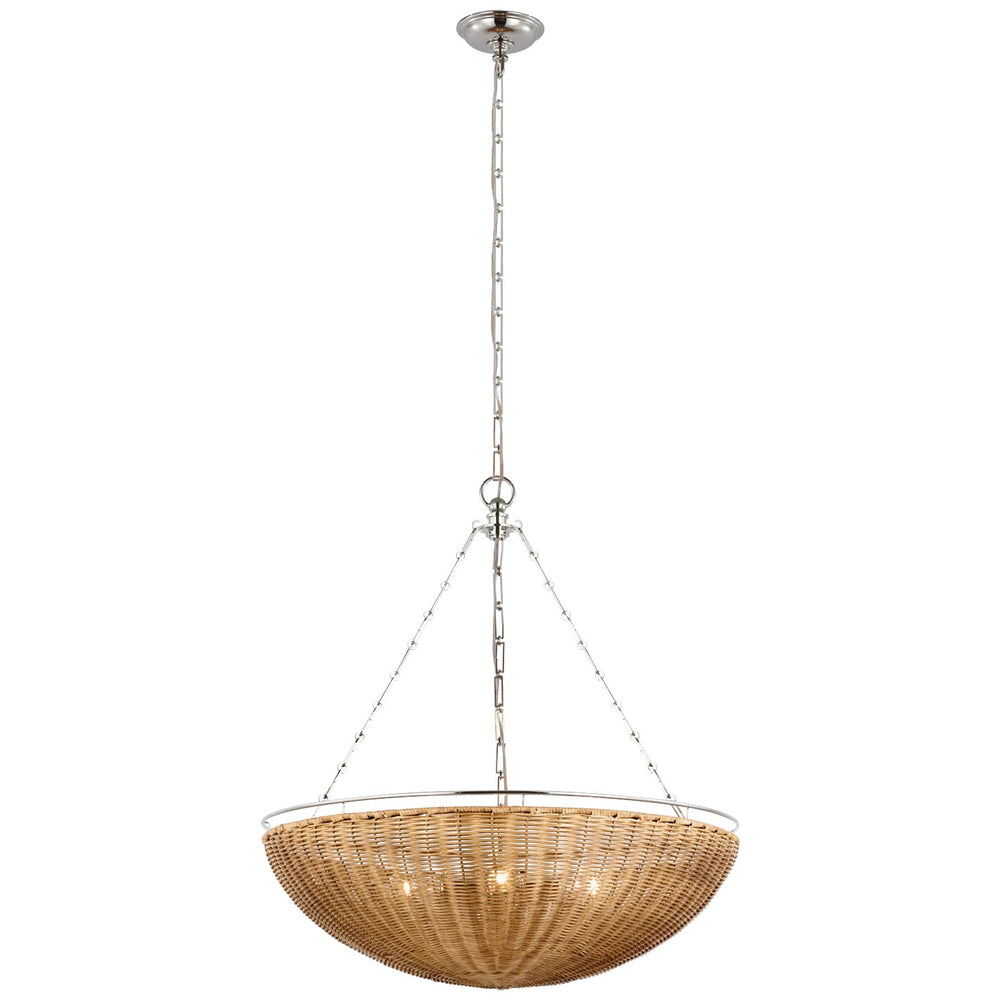 Visual Comfort Signature Canada - LED Chandelier - Clovis - Polished Nickel and Natural Wicker- Union Lighting Luminaires Decor