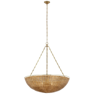 Visual Comfort Signature Canada - LED Chandelier - Clovis - Antique-Burnished Brass and Natural Wicker- Union Lighting Luminaires Decor