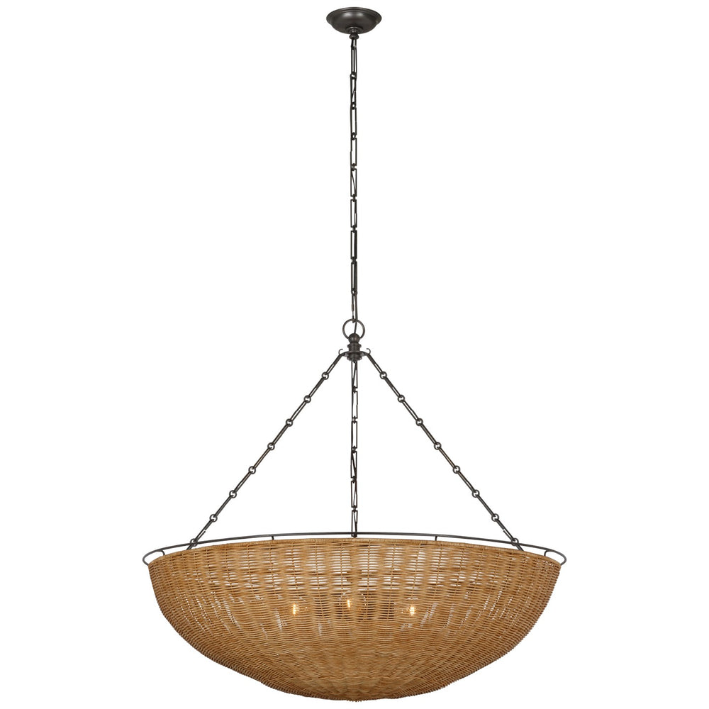 Visual Comfort Signature Canada - LED Chandelier - Clovis - Aged Iron and Natural Wicker- Union Lighting Luminaires Decor