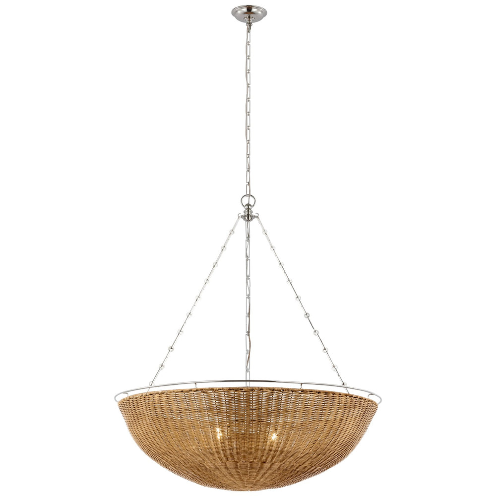 Visual Comfort Signature Canada - LED Chandelier - Clovis - Polished Nickel and Natural Wicker- Union Lighting Luminaires Decor