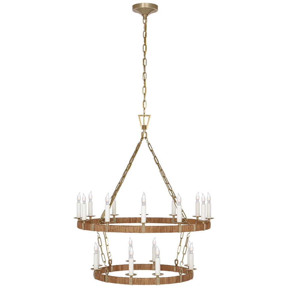 Visual Comfort Signature Canada - LED Chandelier - Darlana Wrapped - Antique-Burnished Brass and Natural Rattan- Union Lighting Luminaires Decor
