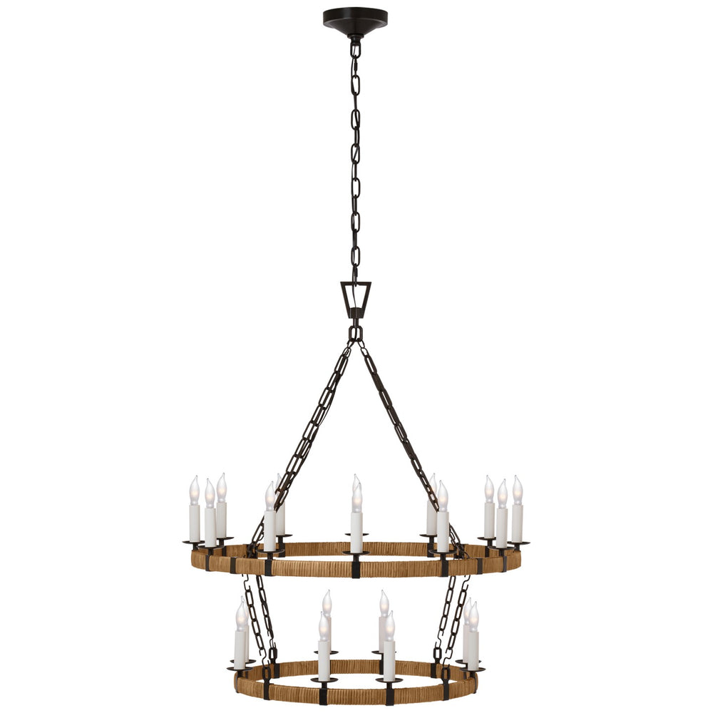 Visual Comfort Signature Canada - LED Chandelier - Darlana Wrapped - Aged Iron and Natural Rattan- Union Lighting Luminaires Decor