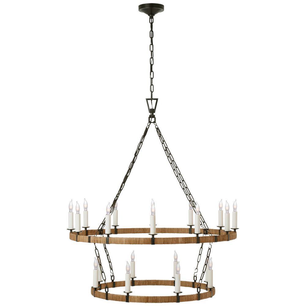 Visual Comfort Signature Canada - LED Chandelier - Darlana Wrapped - Aged Iron and Natural Rattan- Union Lighting Luminaires Decor
