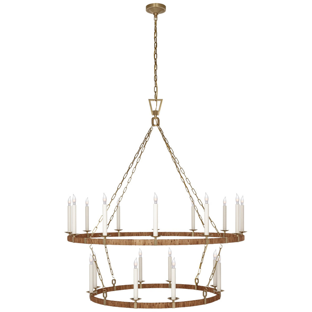 Visual Comfort Signature Canada - LED Chandelier - Darlana Wrapped - Antique-Burnished Brass and Natural Rattan- Union Lighting Luminaires Decor