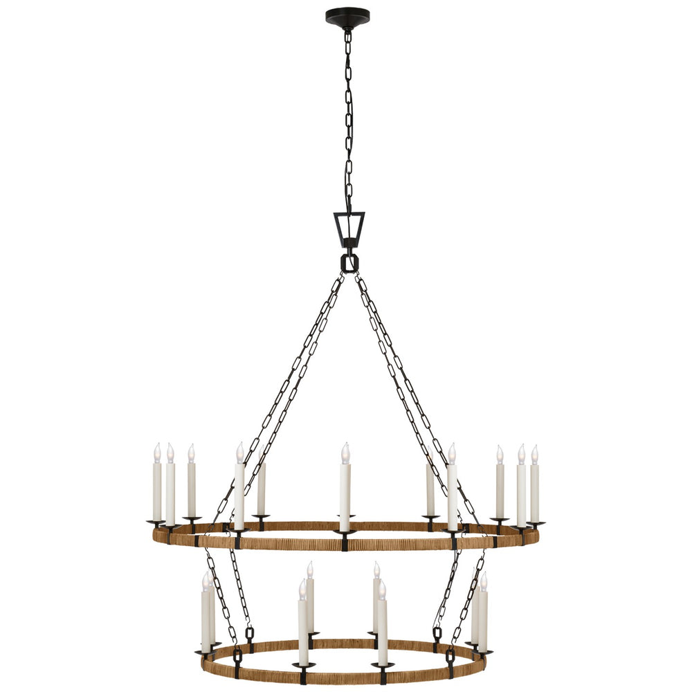 Visual Comfort Signature Canada - LED Chandelier - Darlana Wrapped - Aged Iron and Natural Rattan- Union Lighting Luminaires Decor