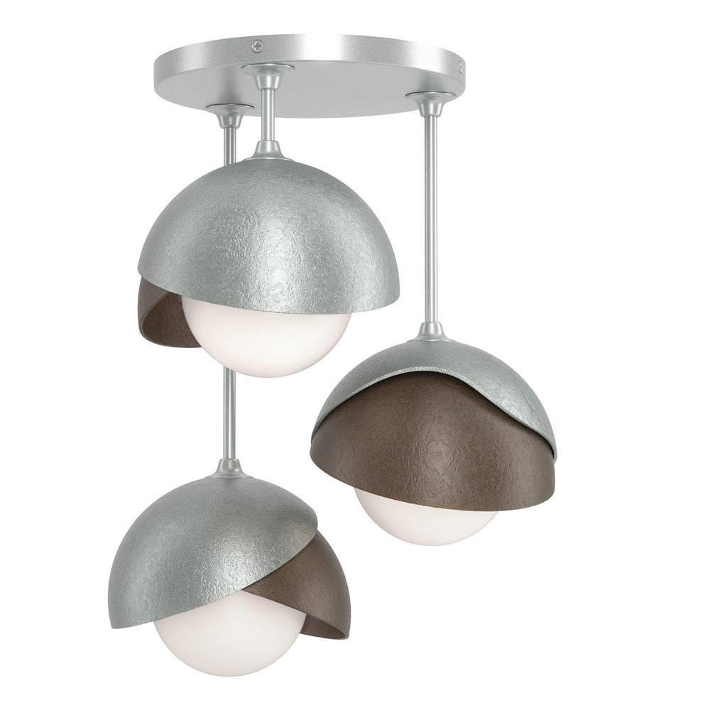 Hubbardton Forge - Three Light Semi-Flush Mount - Brooklyn - Vintage Platinum- Union Lighting Luminaires Decor