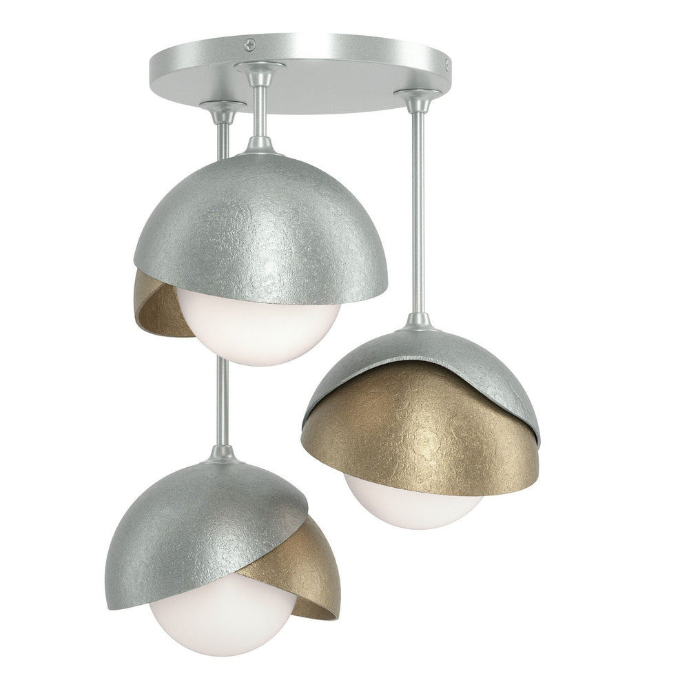Hubbardton Forge - Three Light Semi-Flush Mount - Brooklyn - Vintage Platinum- Union Lighting Luminaires Decor