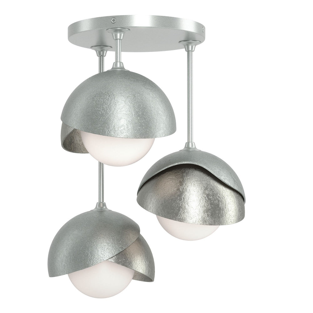 Hubbardton Forge - Three Light Semi-Flush Mount - Brooklyn - Vintage Platinum- Union Lighting Luminaires Decor