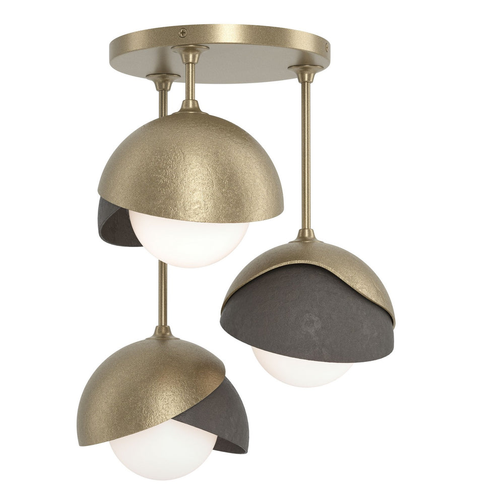 Hubbardton Forge - Three Light Semi-Flush Mount - Brooklyn - Soft Gold- Union Lighting Luminaires Decor