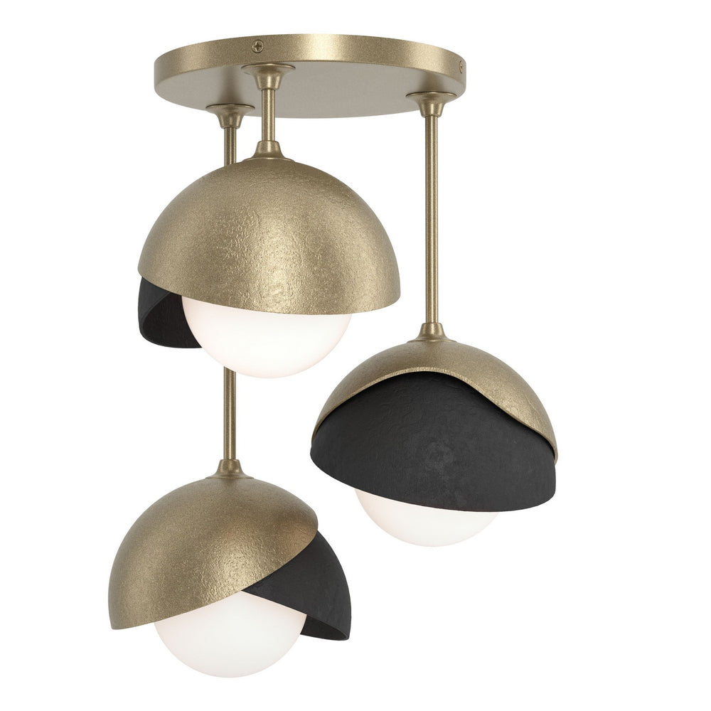 Hubbardton Forge - Three Light Semi-Flush Mount - Brooklyn - Soft Gold- Union Lighting Luminaires Decor